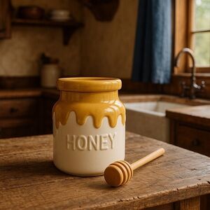 Vintage Telaflora Honey Pot Planter with Lid and Twizzle